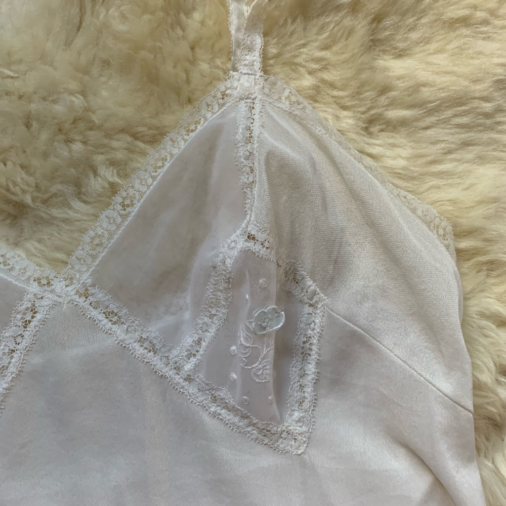Vintage Lace Lingerie Fitted White Slip Dress S/M - Picture 4 of 11